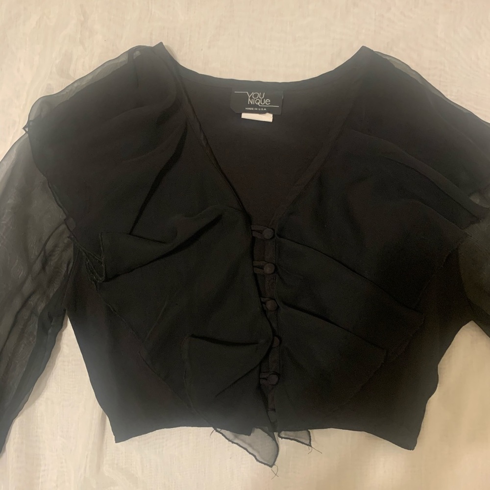 Younique black ruffle crop top